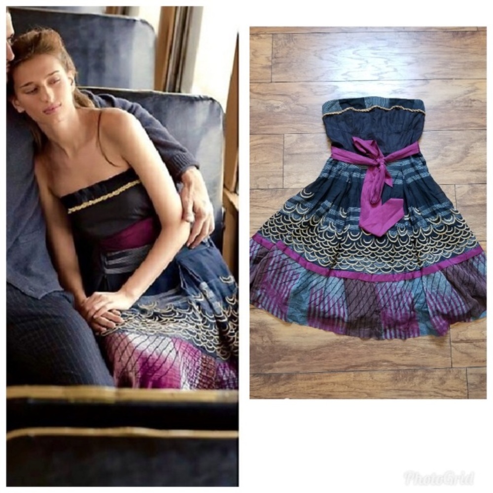 Anthropologie Floreat 100 Summits Strapless Dress